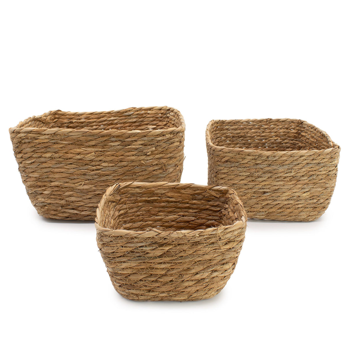 Square Seagrass Baskets, Set of 3