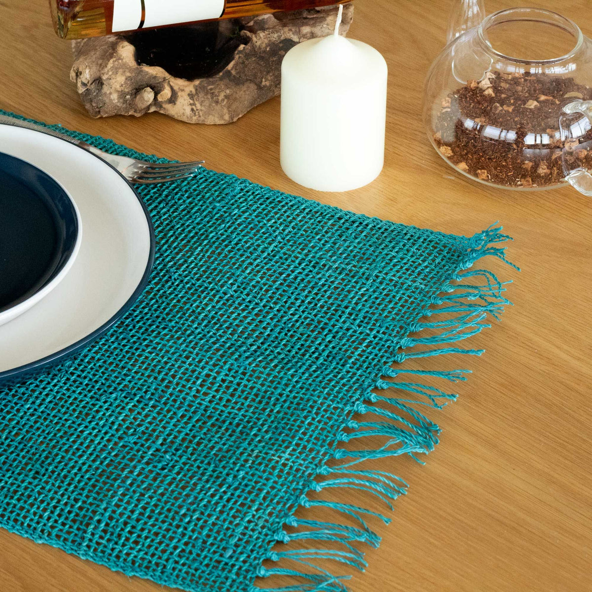 Turquoise Seagrass Fringe Placemat