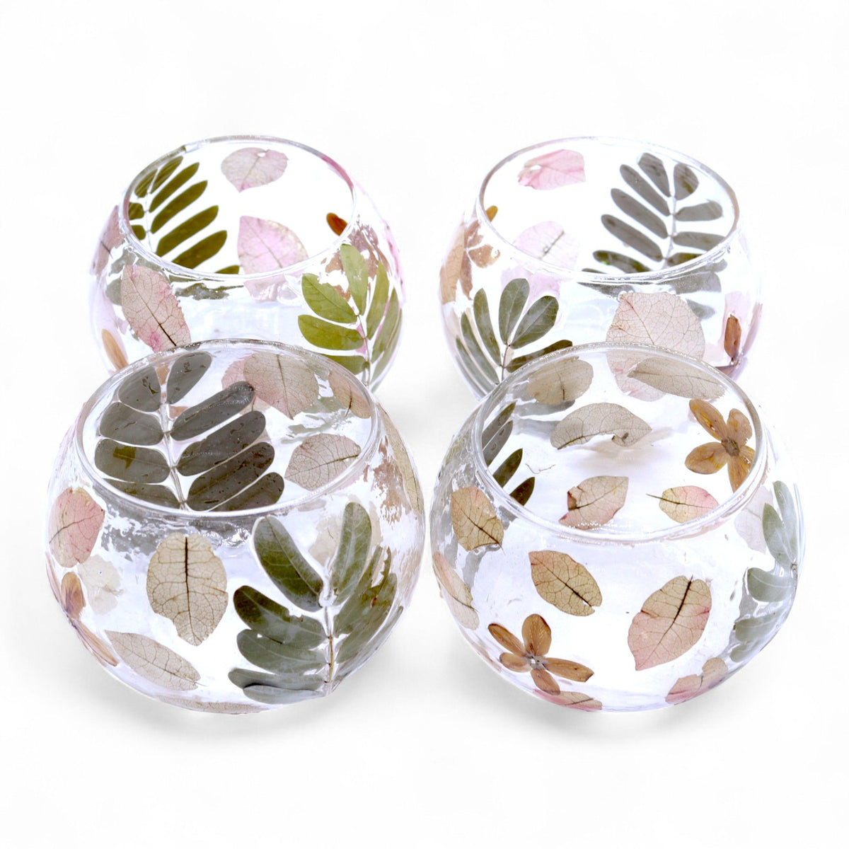 Primavera Floral Glass Bowl Candle Holder, 8cm