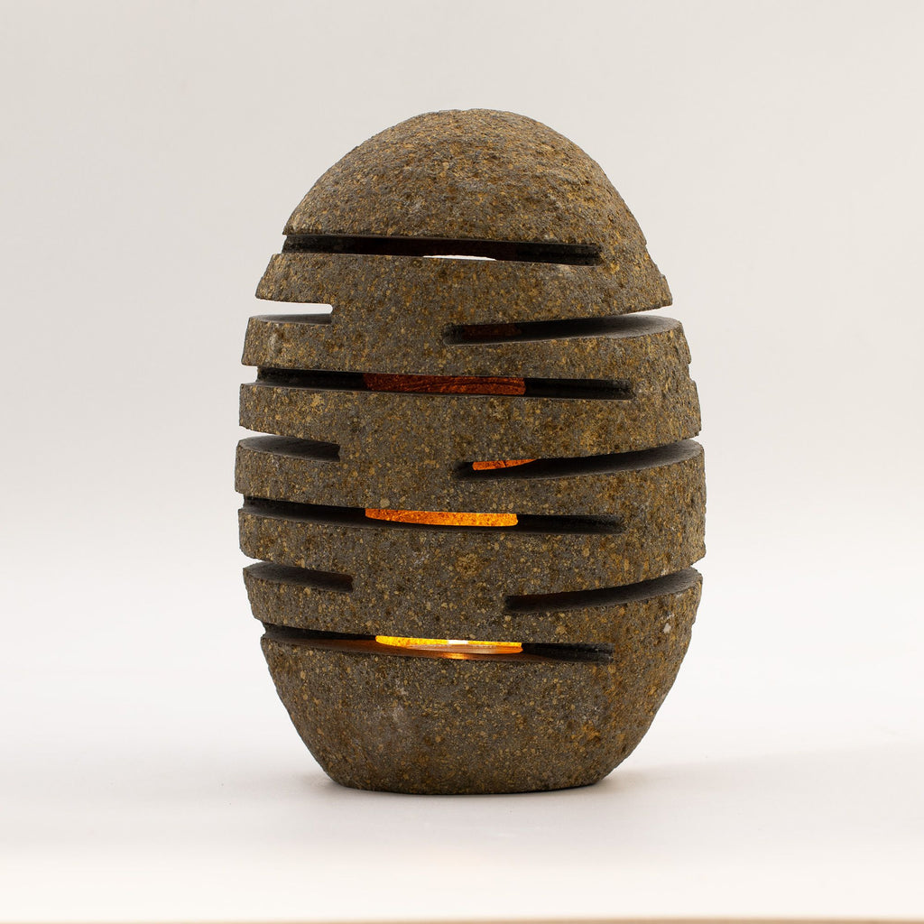 Tall Carved Riverstone Candle Holder, 22cm