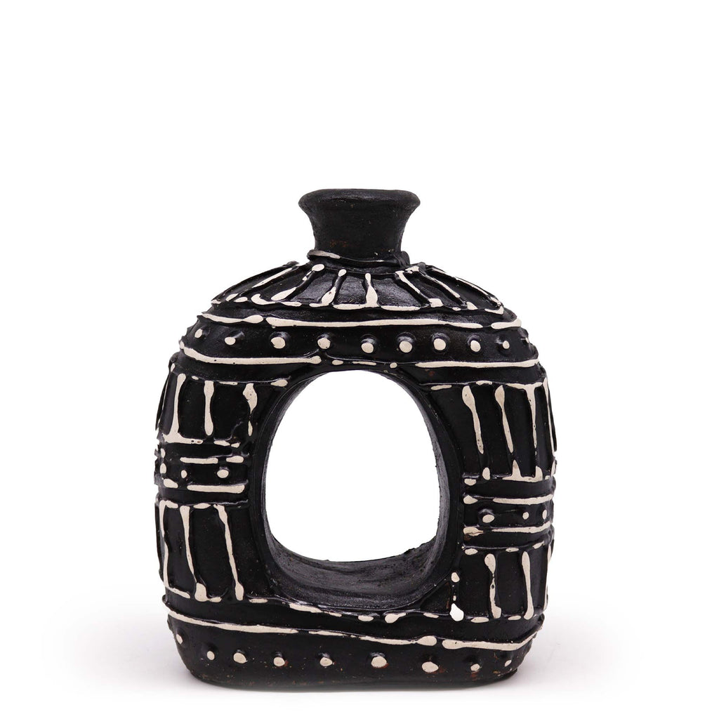 Oval Donut Shaped Vase, Chocolate 18 cm