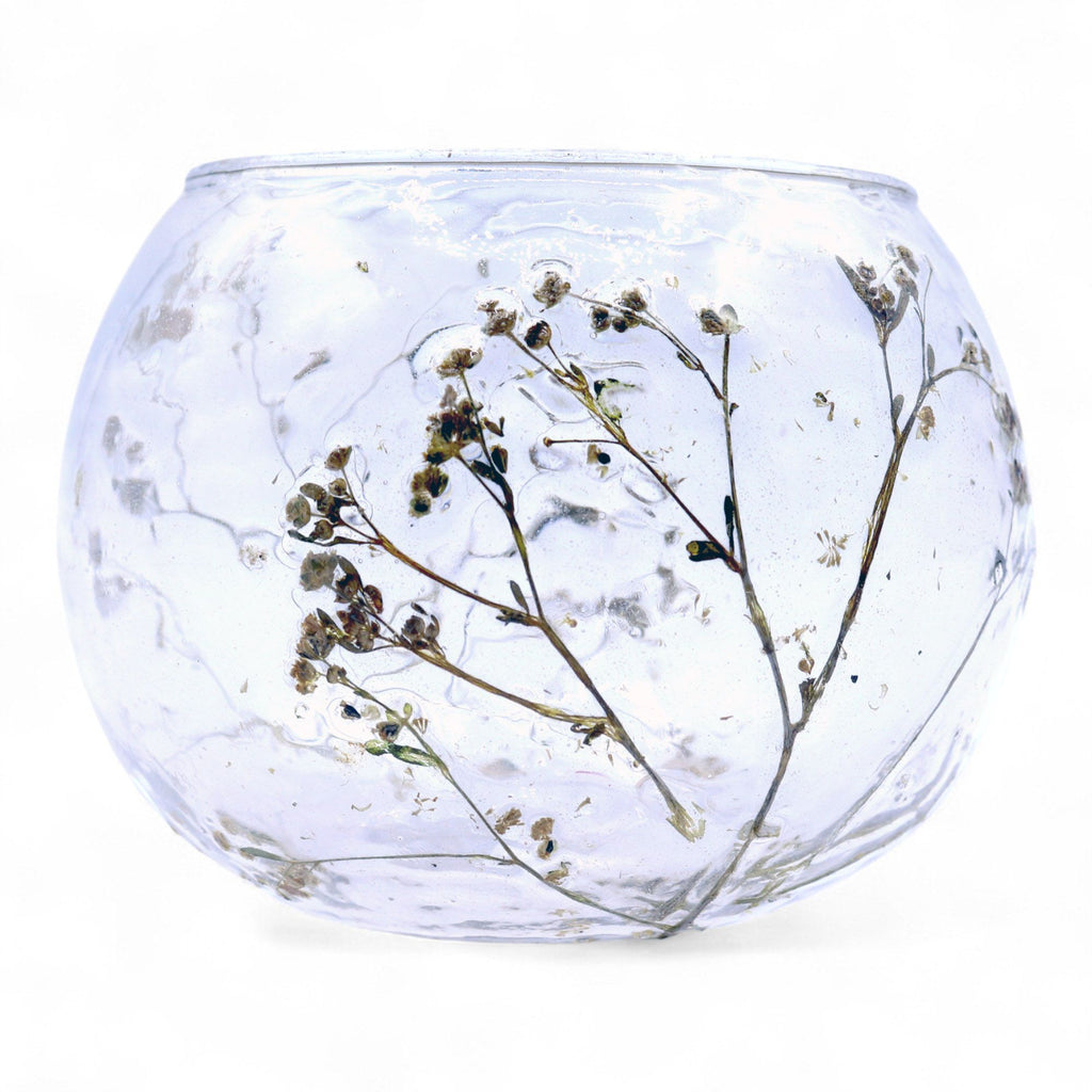 Margarita Floral Glass Bowl Candle Holder, 8cm
