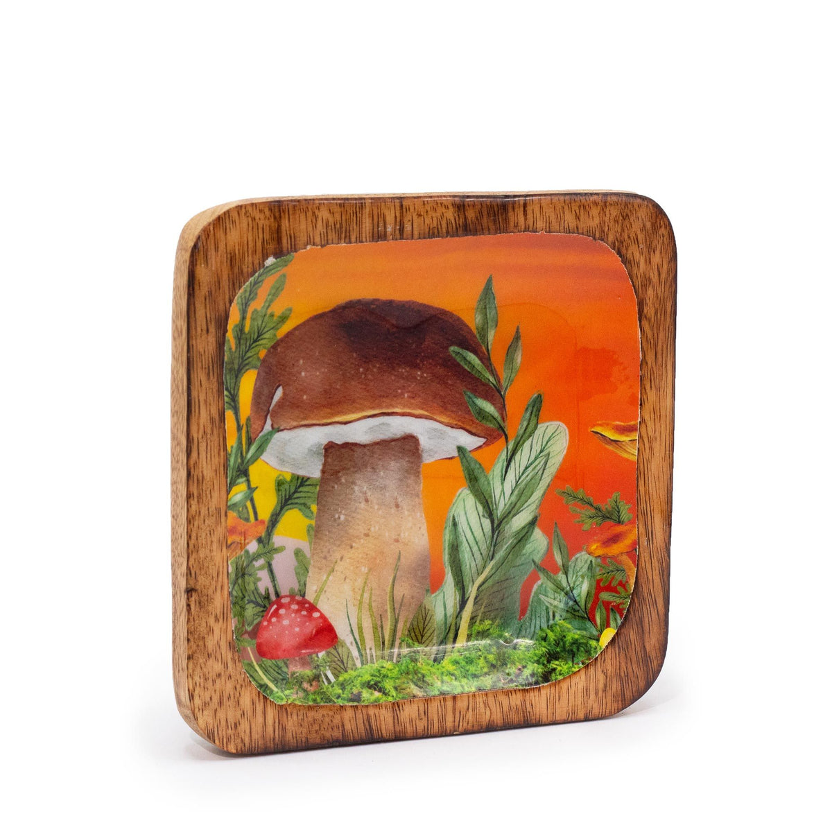 Maroon Mushroom Trinket Tray, Square