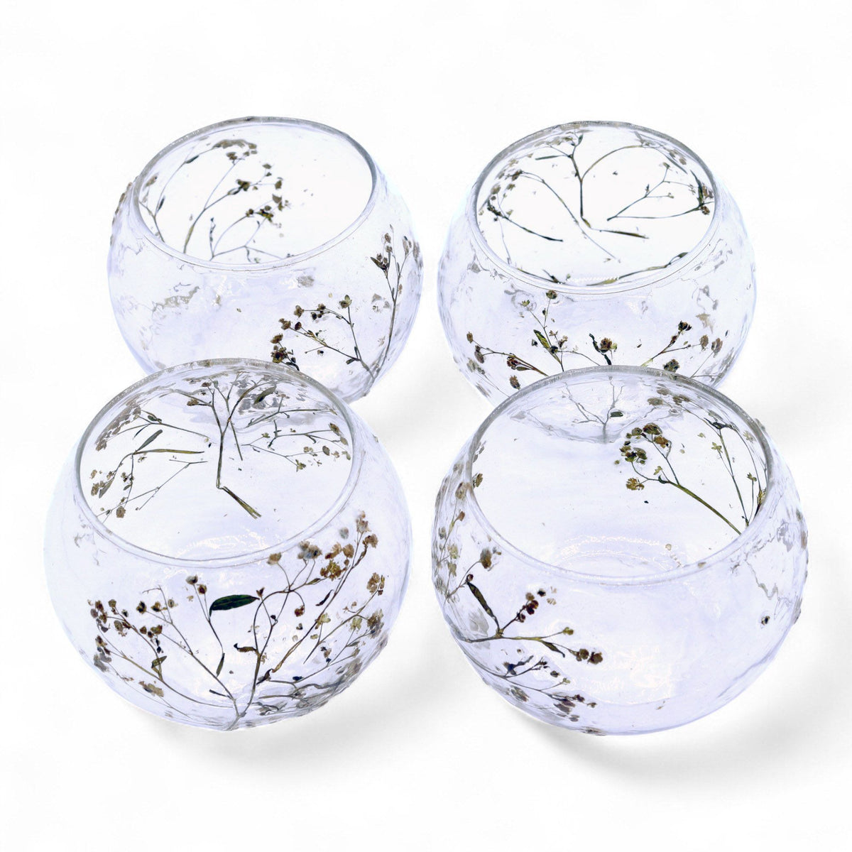 Margarita Floral Glass Bowl Candle Holder, 8cm
