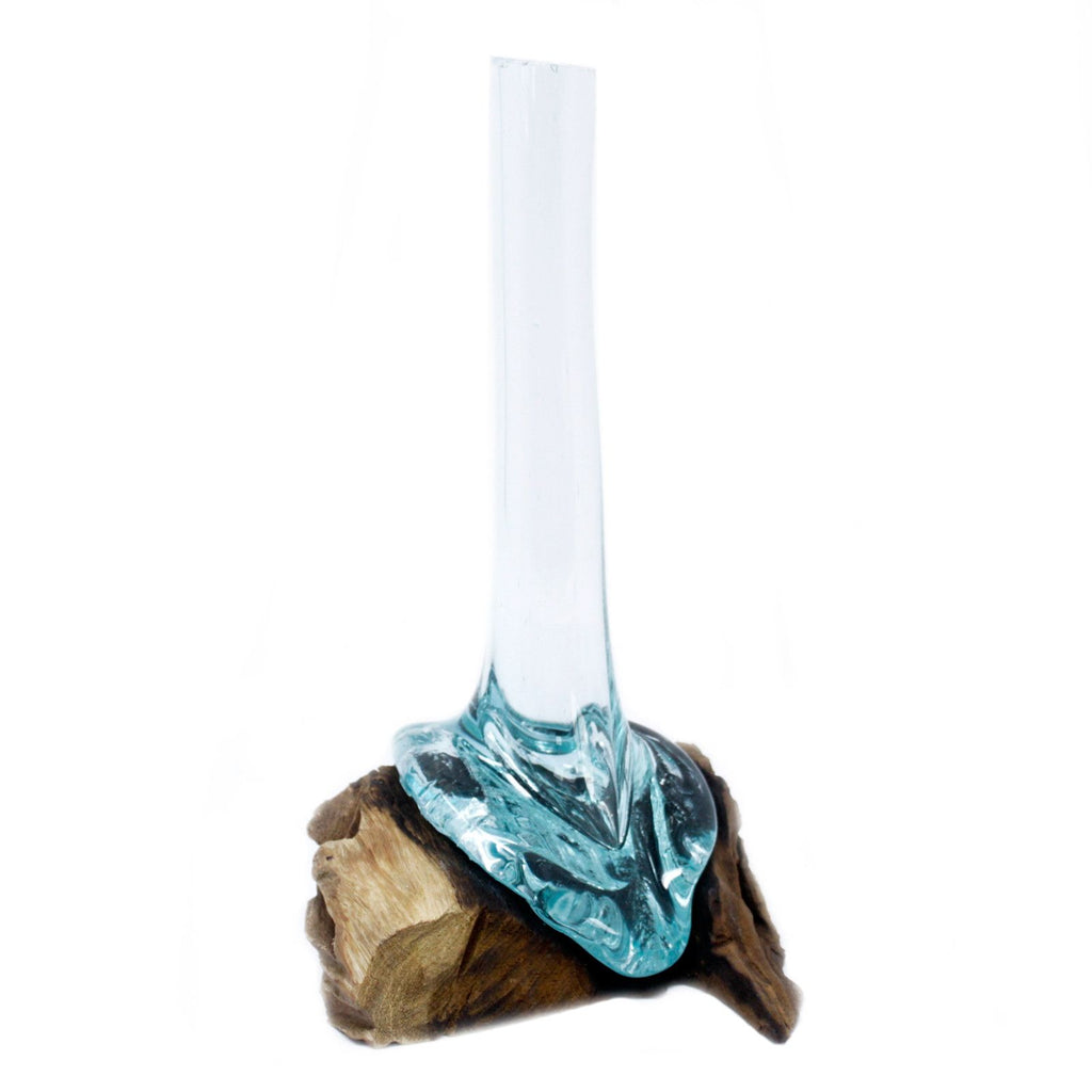 Molten Glass Vase on Natural Wood