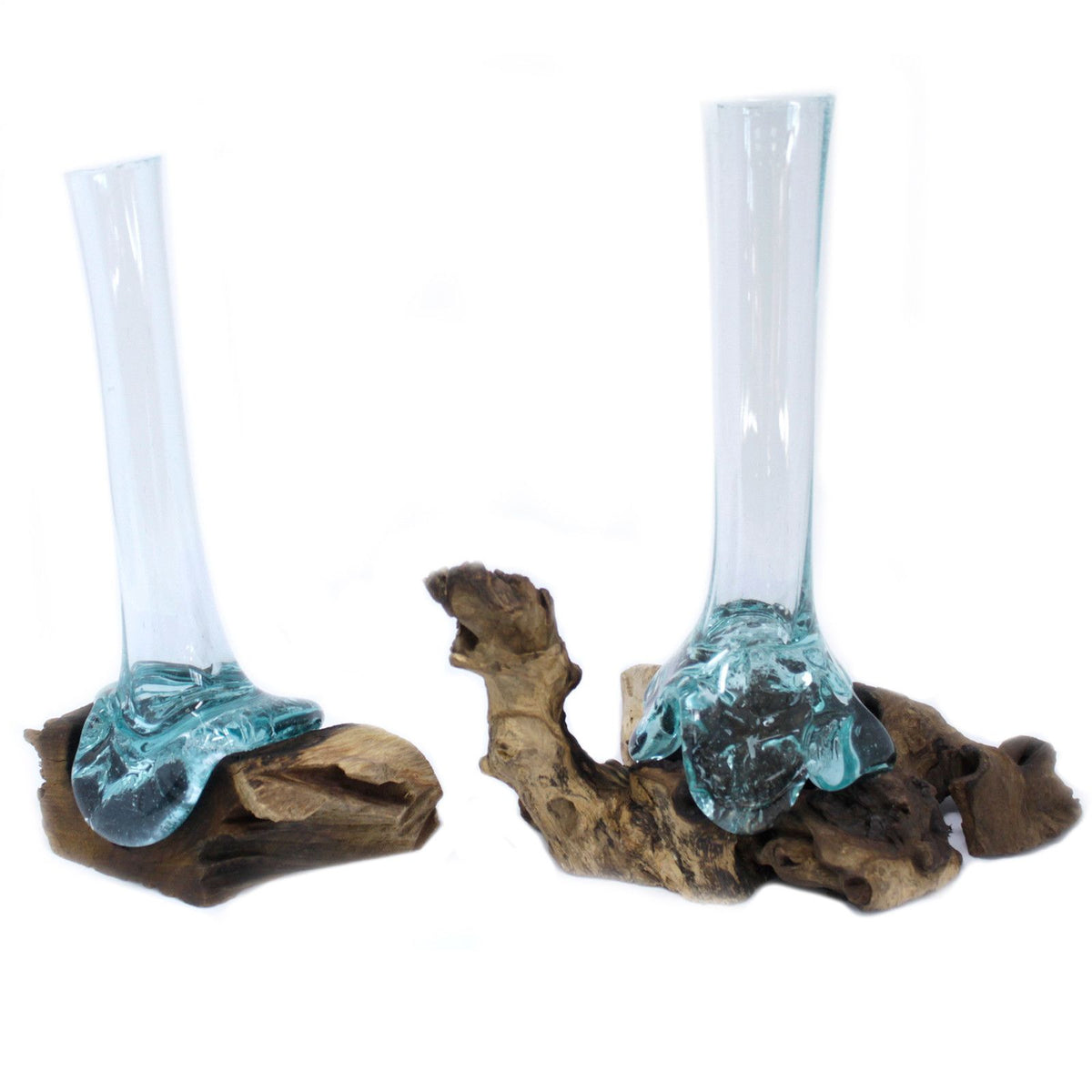 Molten Glass Vase on Natural Wood