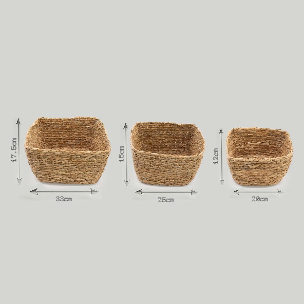 Square Seagrass Baskets, Set of 3