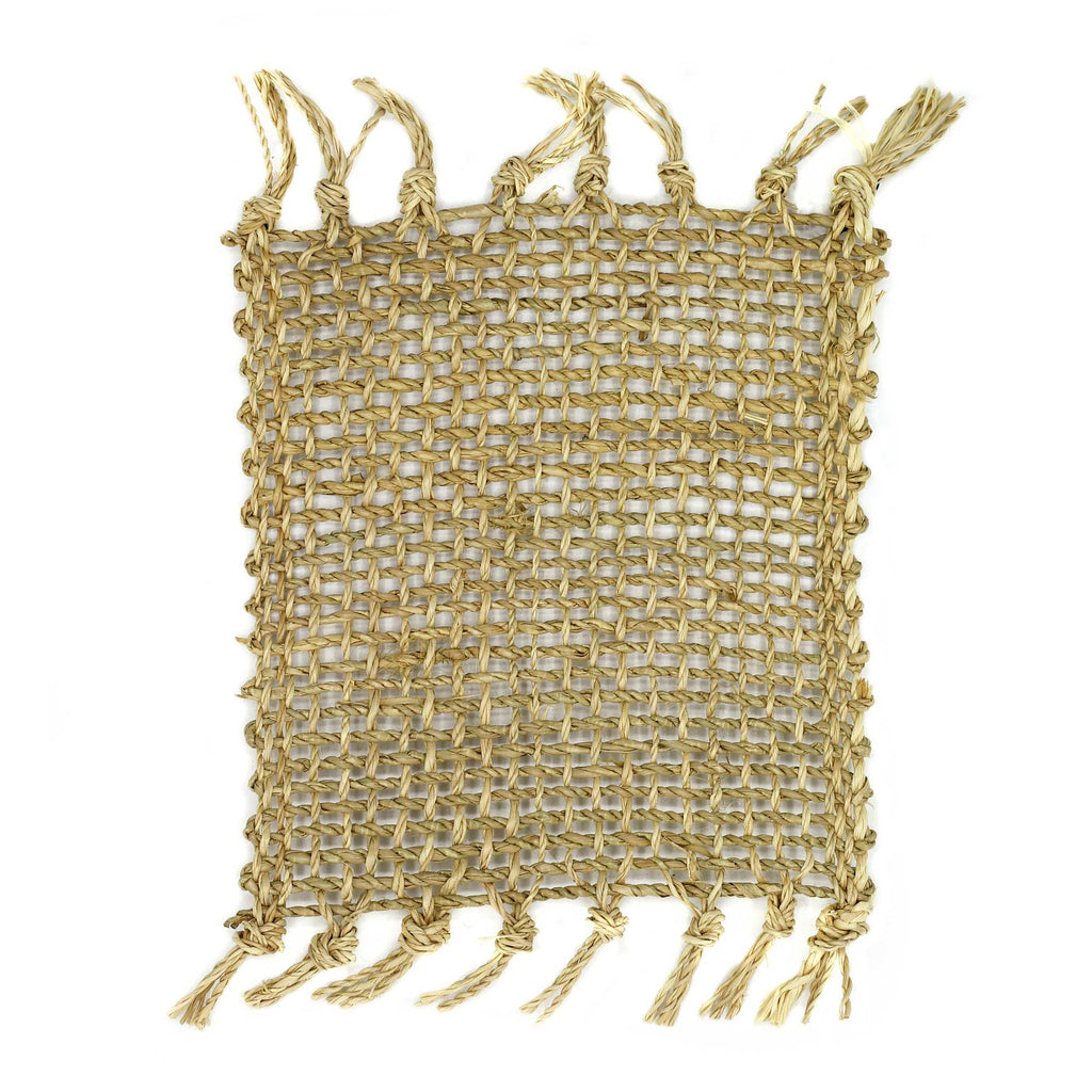 Natural Seagrass Fringe Coasters, Set of 4