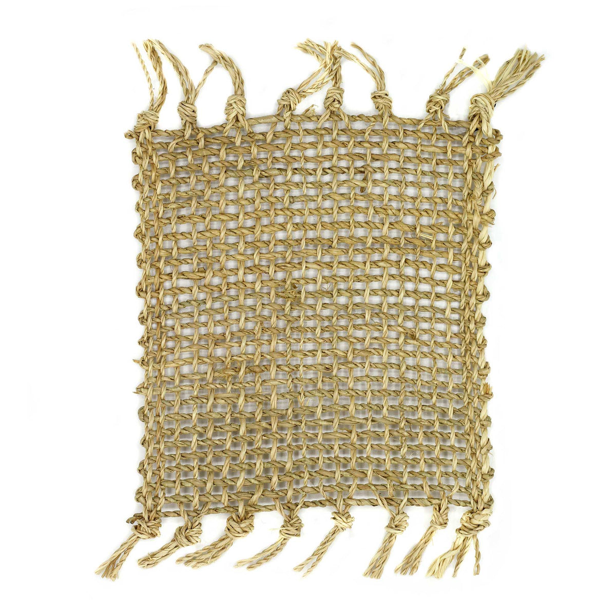 Natural Seagrass Fringe Coasters, Set of 4