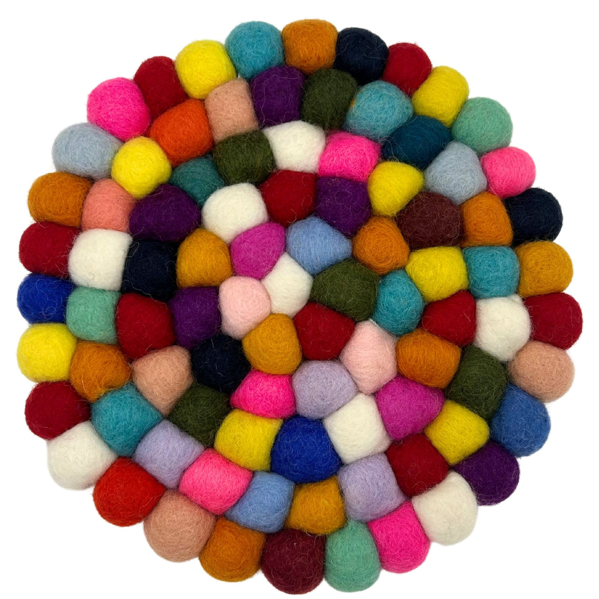 Multicolour Round Felt Ball Placemat, 20cm