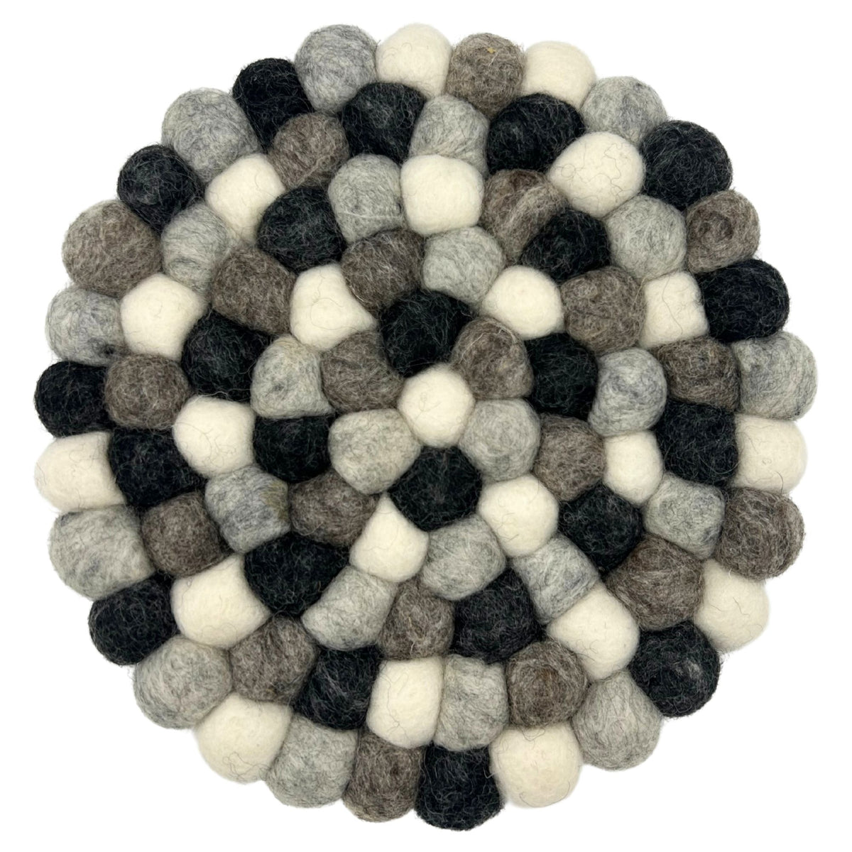 Grey Round Felt Ball Placemat, 20cm