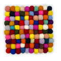 Multicolour Square Felt Ball Placemat, 20cm