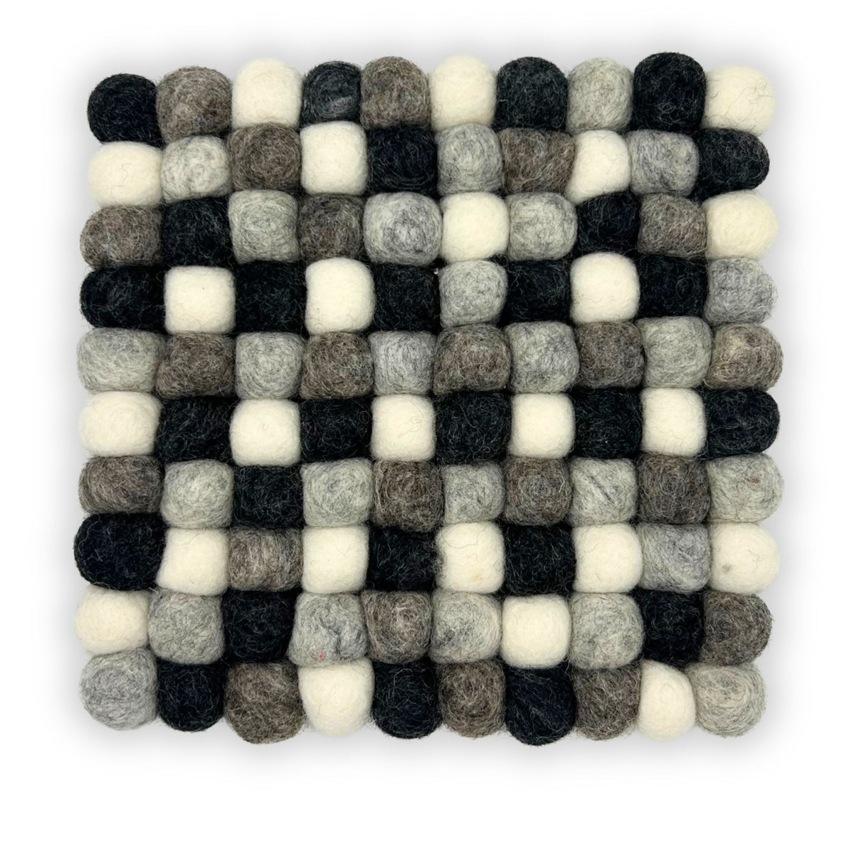 Grey Square Felt Ball Placemat, 20cm