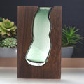 Glass Vase in Dark Tung Wood, 23cm