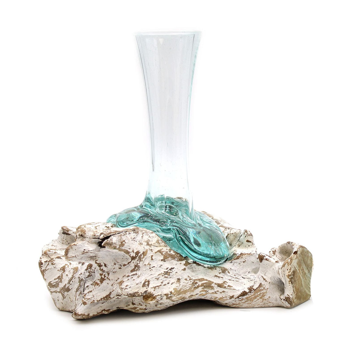 Medium Molten Glass Vase on Whitewash Wood