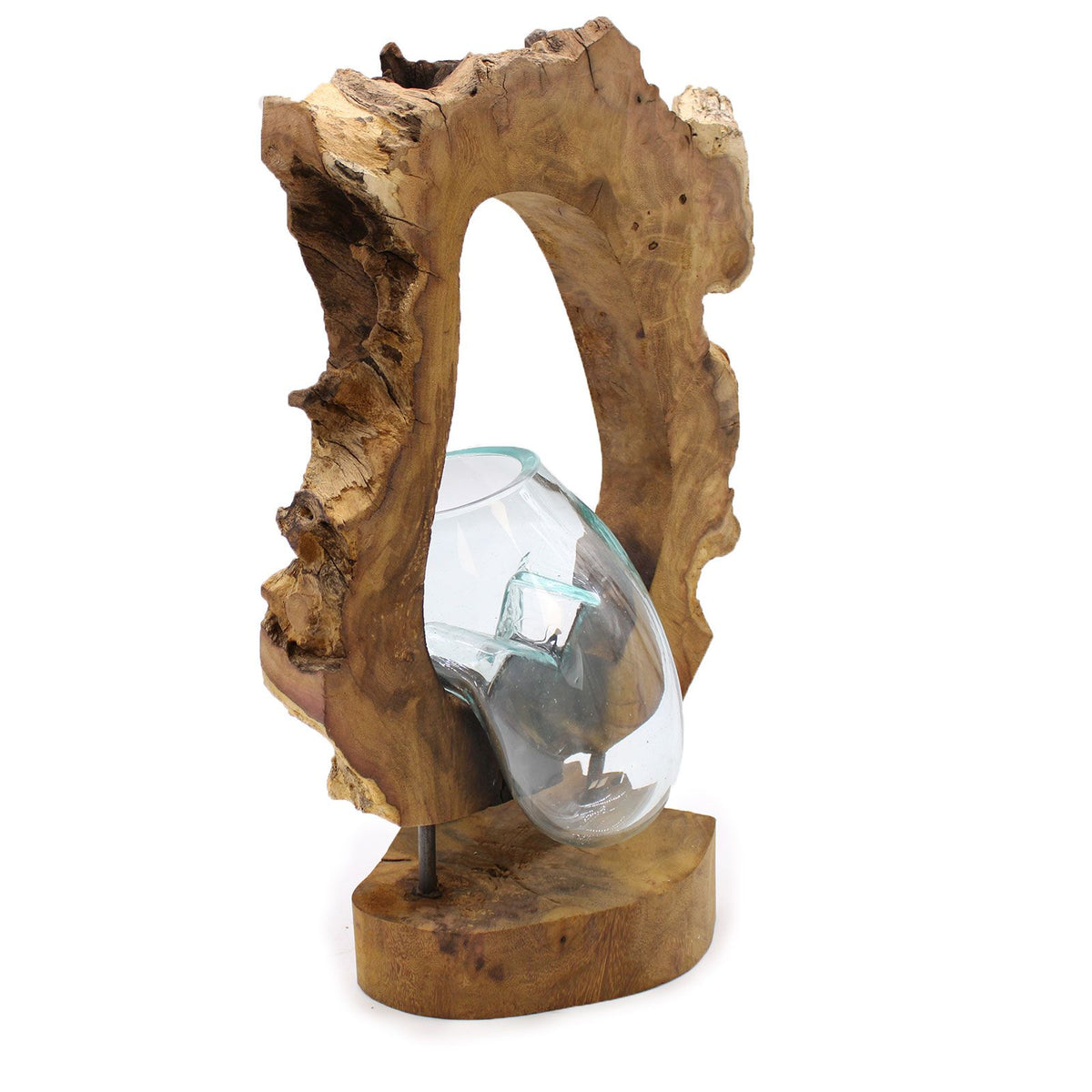Hanging Molten Glass Vase on Wood