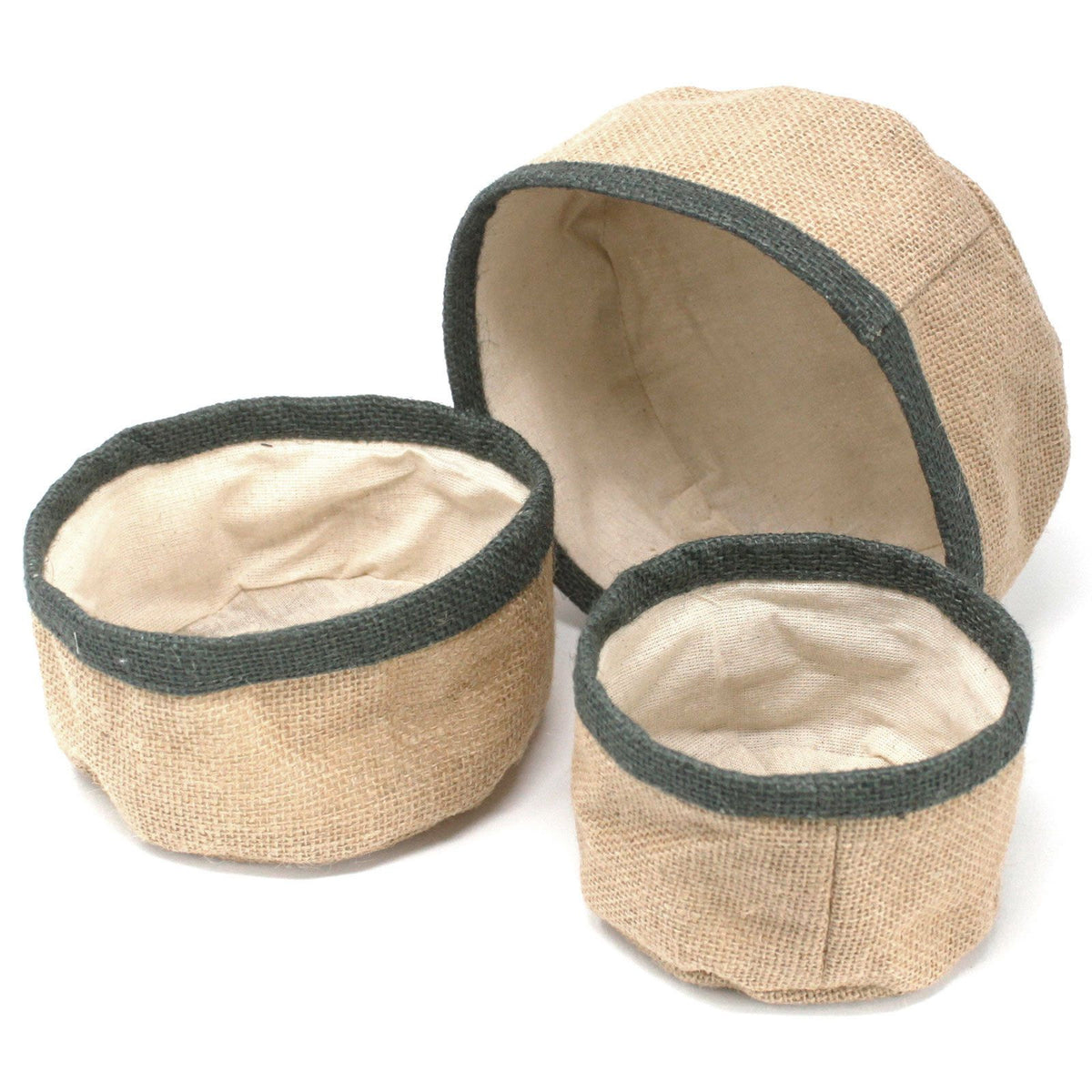 Charcoal Mini Jute Baskets, Set of 3
