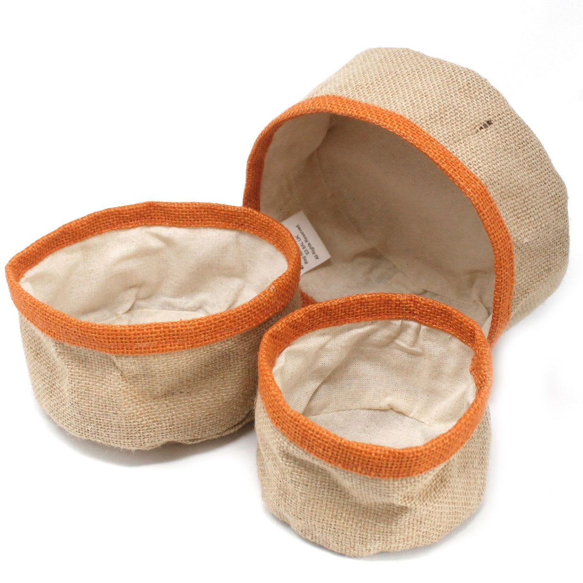 Turmeric Mini Jute Baskets, Set of 3