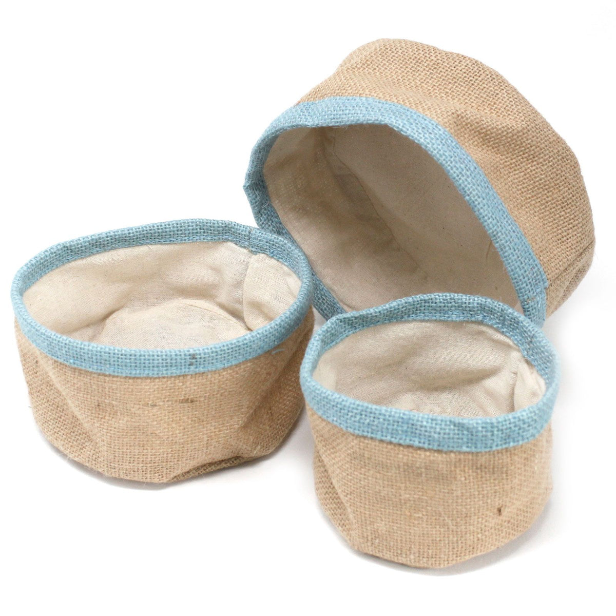 Teal Mini Jute Baskets, Set of 3
