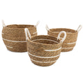 Natural Stripe Seagrass Baskets, Set of 3