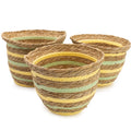 Yellow & Green Woven Baskets, Set of 3