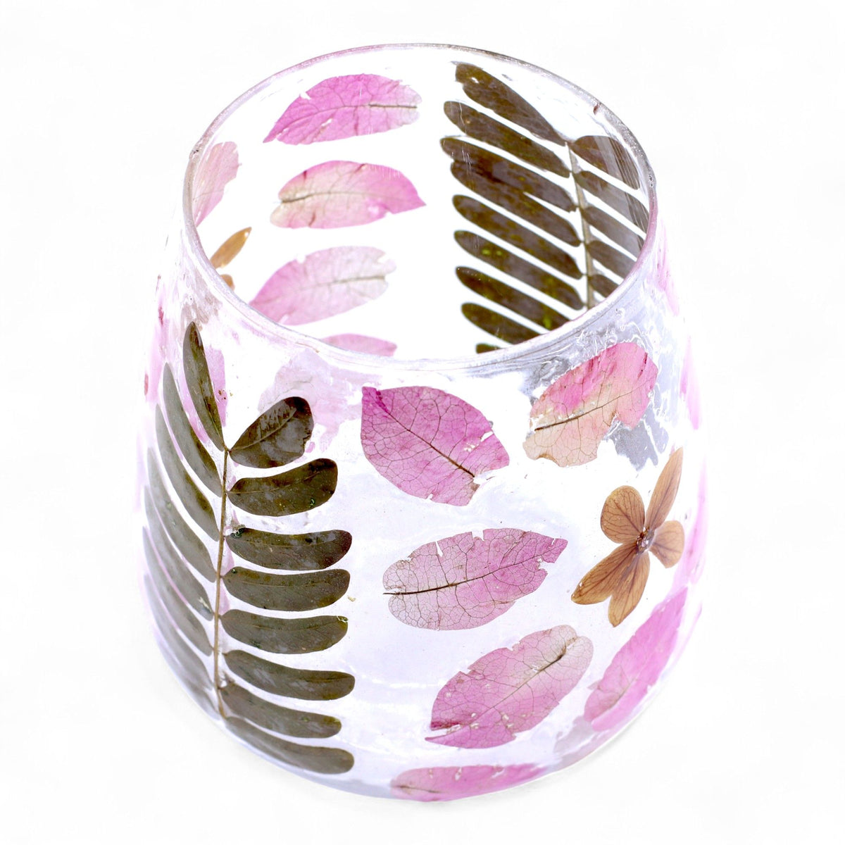 Primavera Floral Glass Candle Holder, 12cm