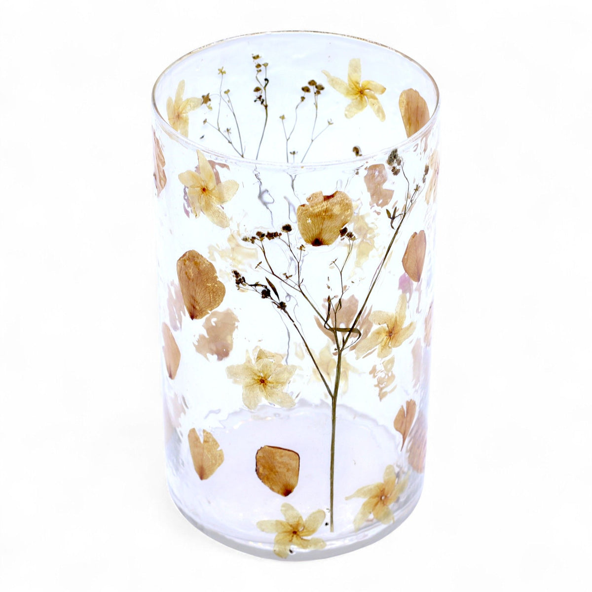 Rose Floral Glass Candle Holder, 19cm