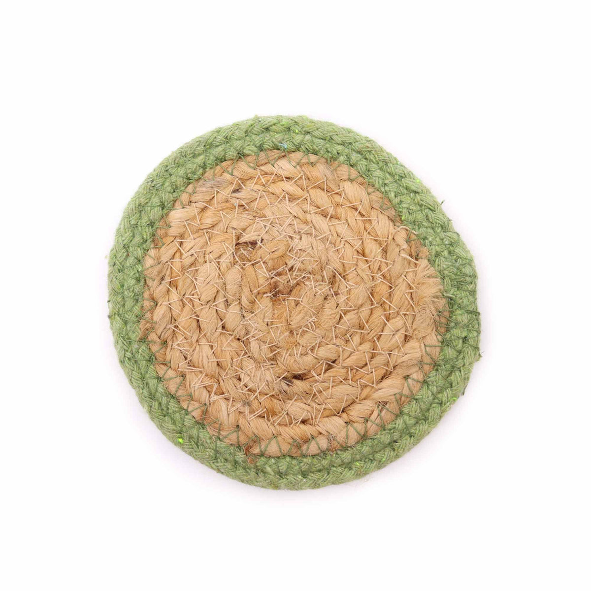 Olive Border Jute & Cotton Coasters, Set of 4