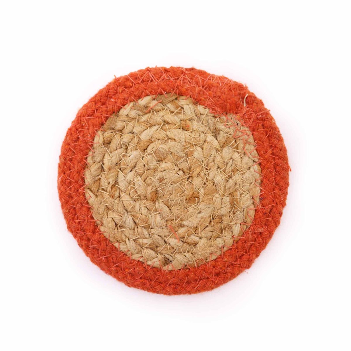 Clay Border Jute & Cotton Coasters, Set of 4