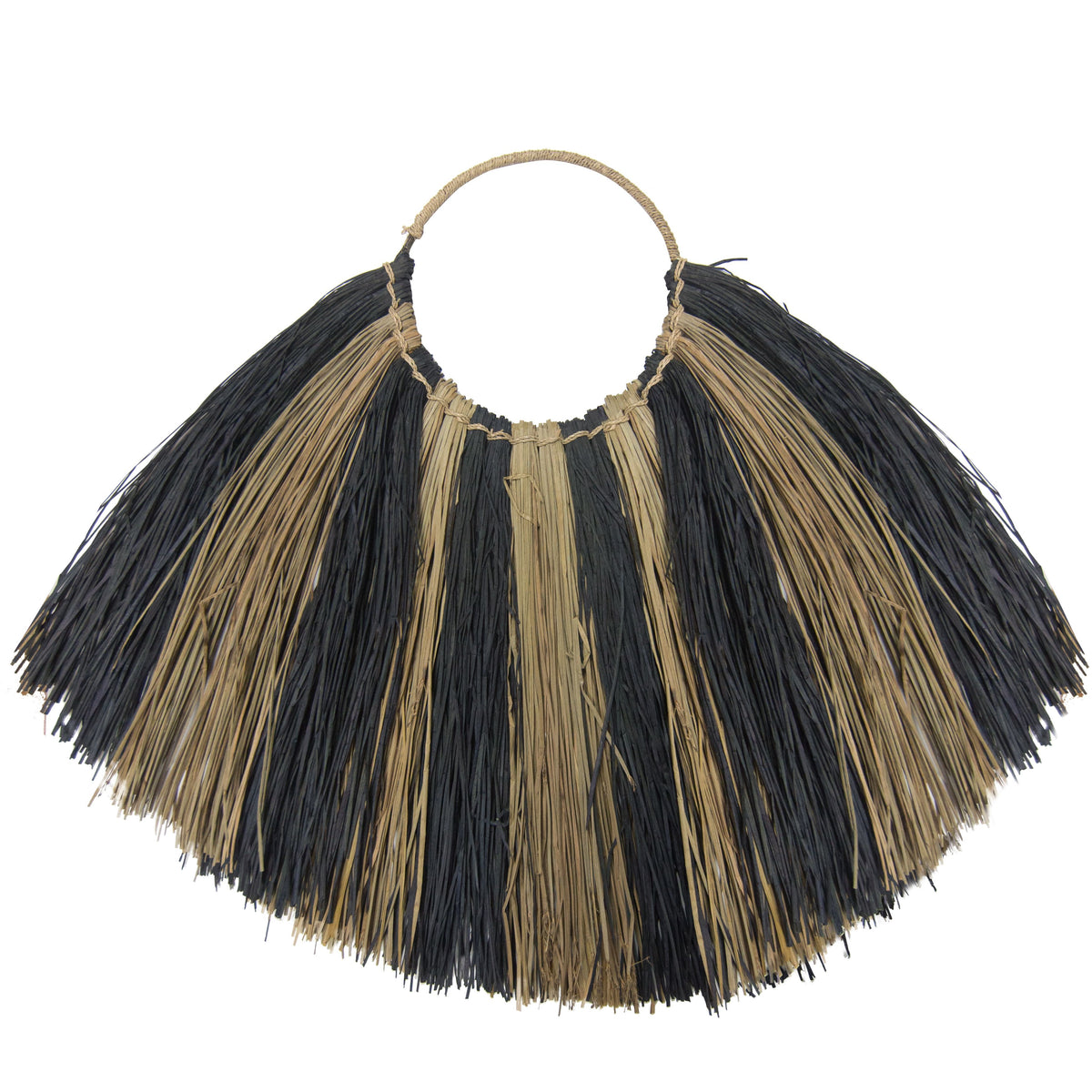 Zebra Seagrass Fan Wall Decor