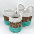 Green & Natural Seagrass Baskets, Set of 3